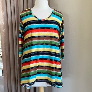 Southwestern polyester knit high low tunic